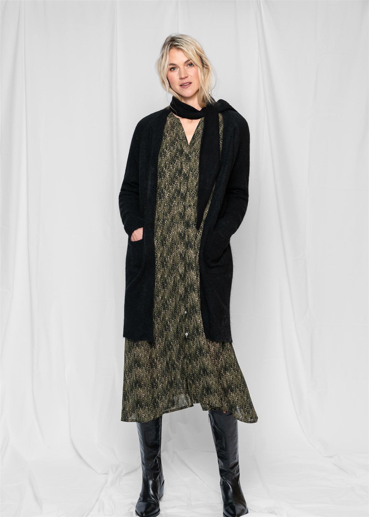 Dhalia midi viscose kjole Green