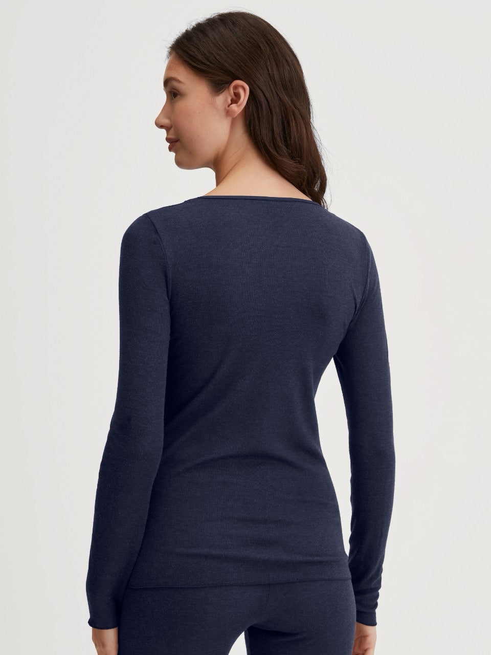 Ull silke topp Evening Blue