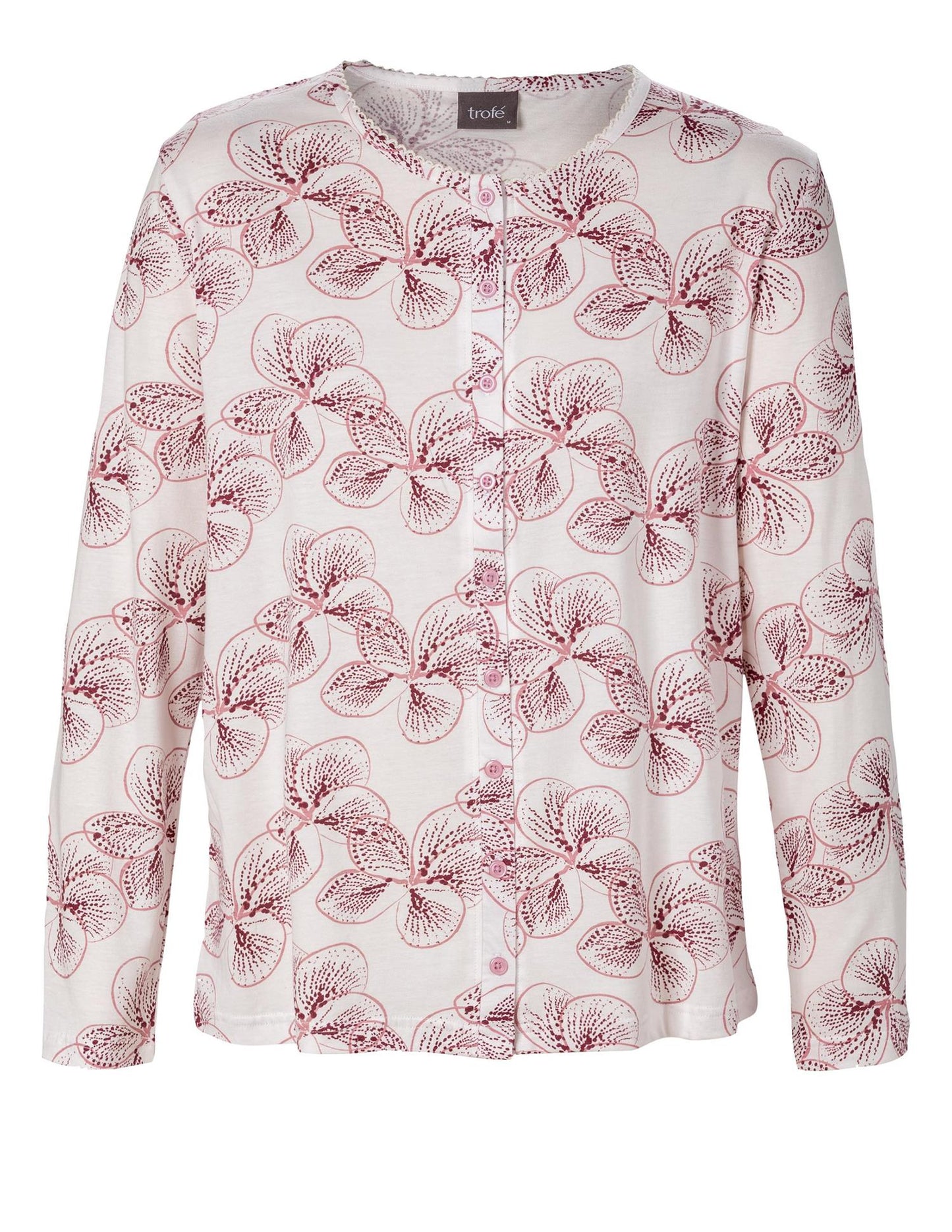 PYJAMAS BOMULL med knepping Rosa
