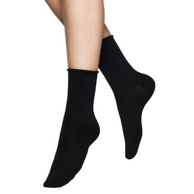 Bamboo sokk med myk kant Black