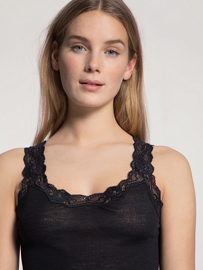 Ull silke Tank top Black