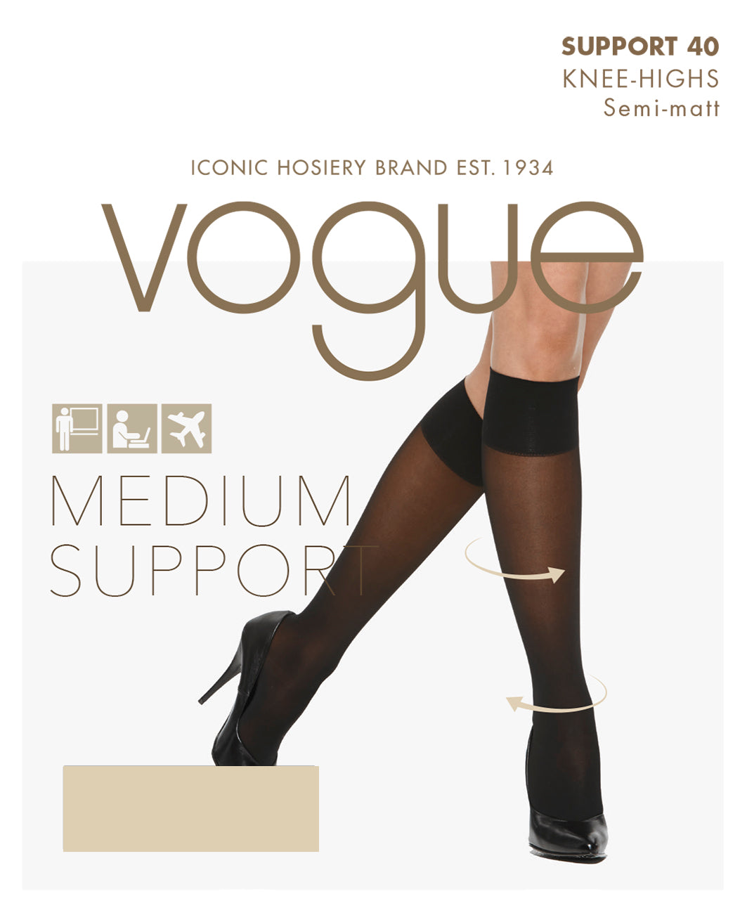 Support knee Flystrømpe Beige