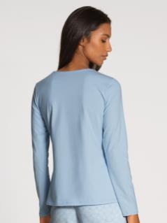 Top lang erm bomull V hals Tilbud Lyseblå