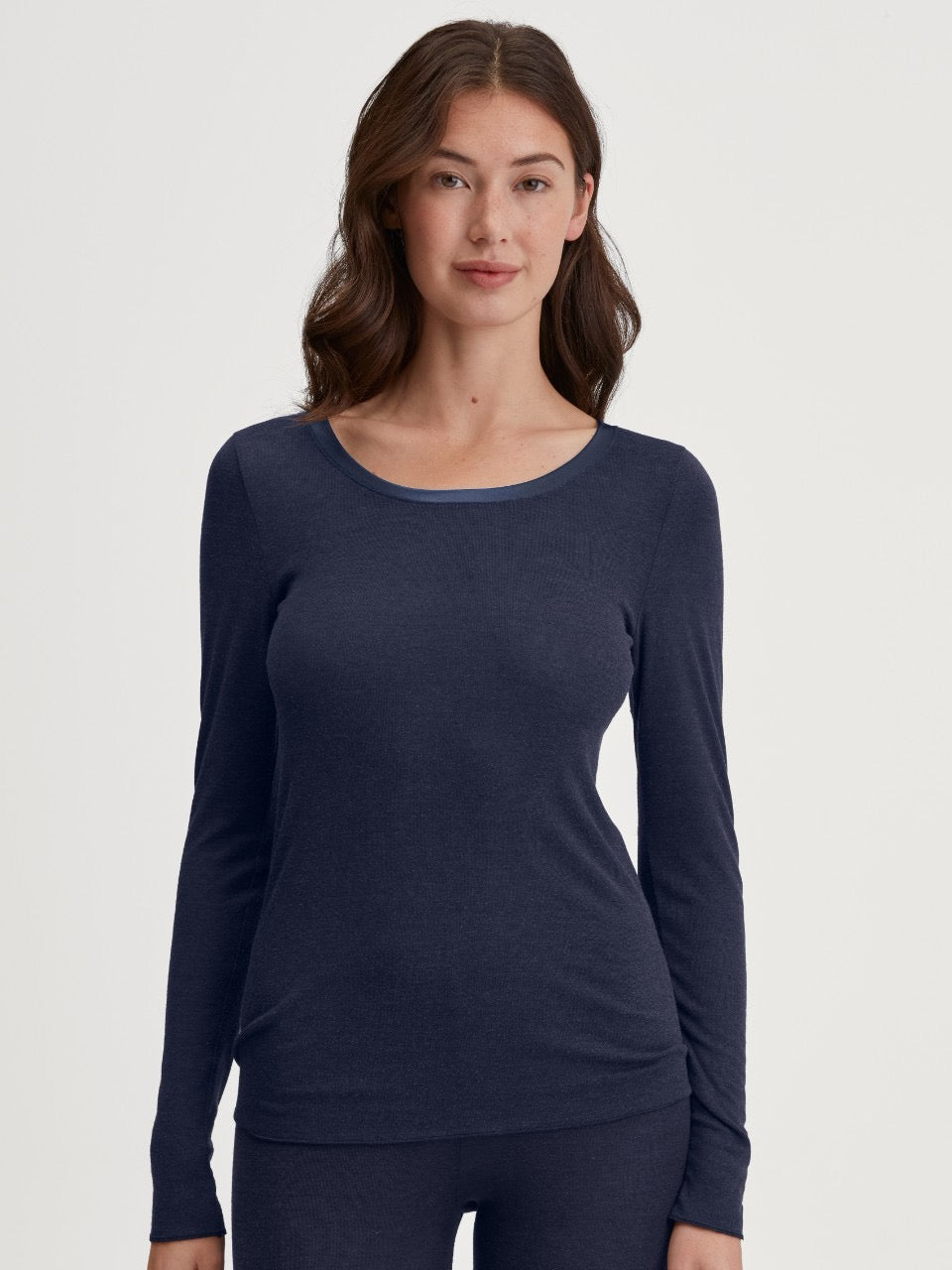 Ull silke topp Evening Blue