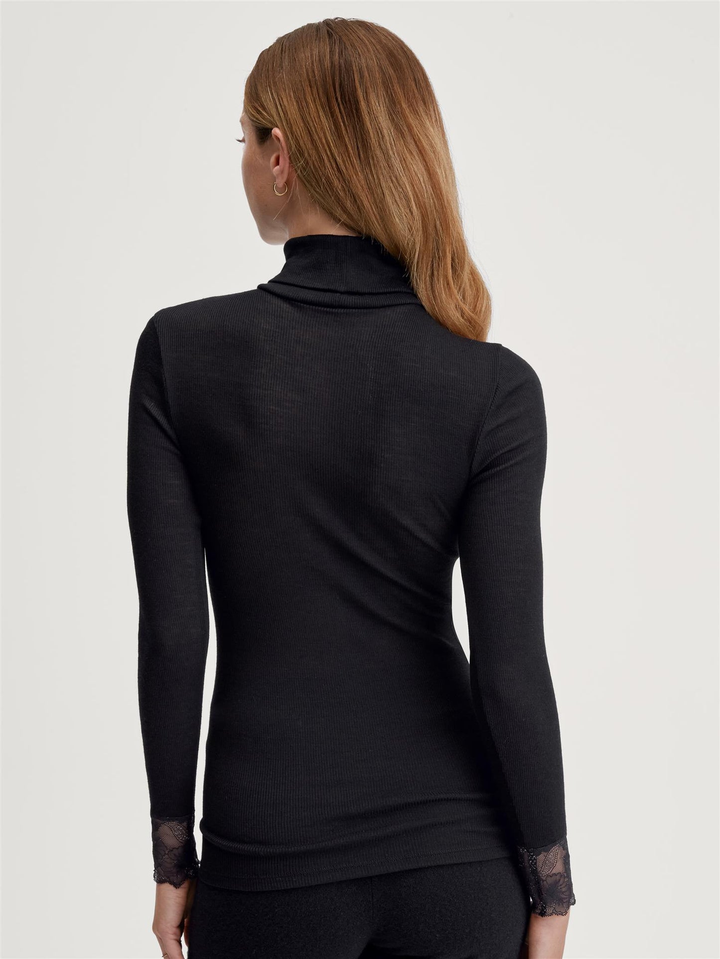 Ull silke Top long-sleeve Black