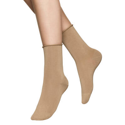 Ladies anklesock, Comfort Top Sand