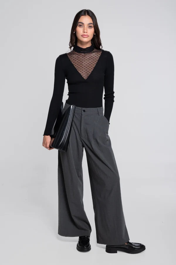 Ull silke top med blonde Black