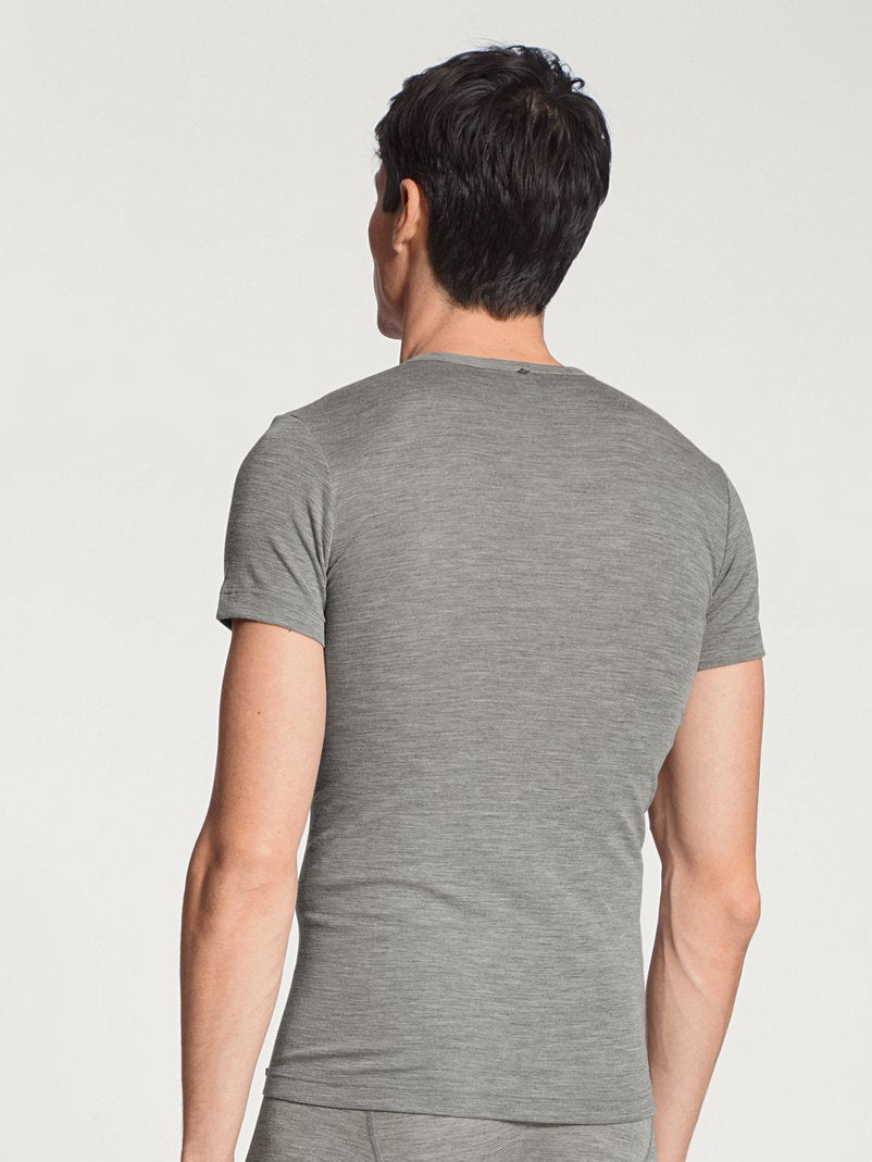 T-shirt Herre ull silke Platin Melé