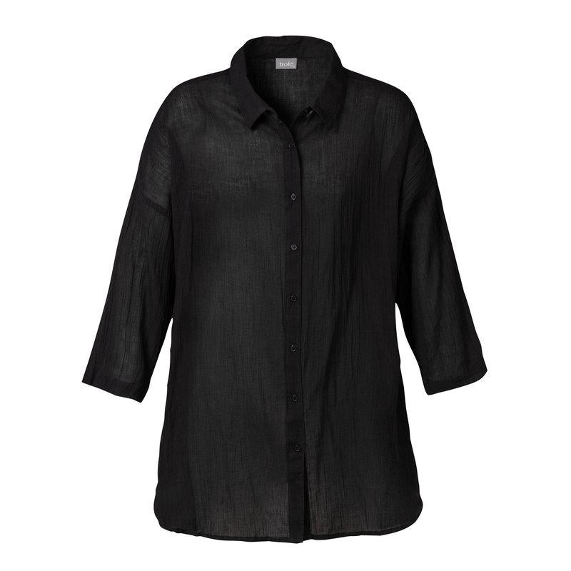 Storskjorte bomull Tilbud Black