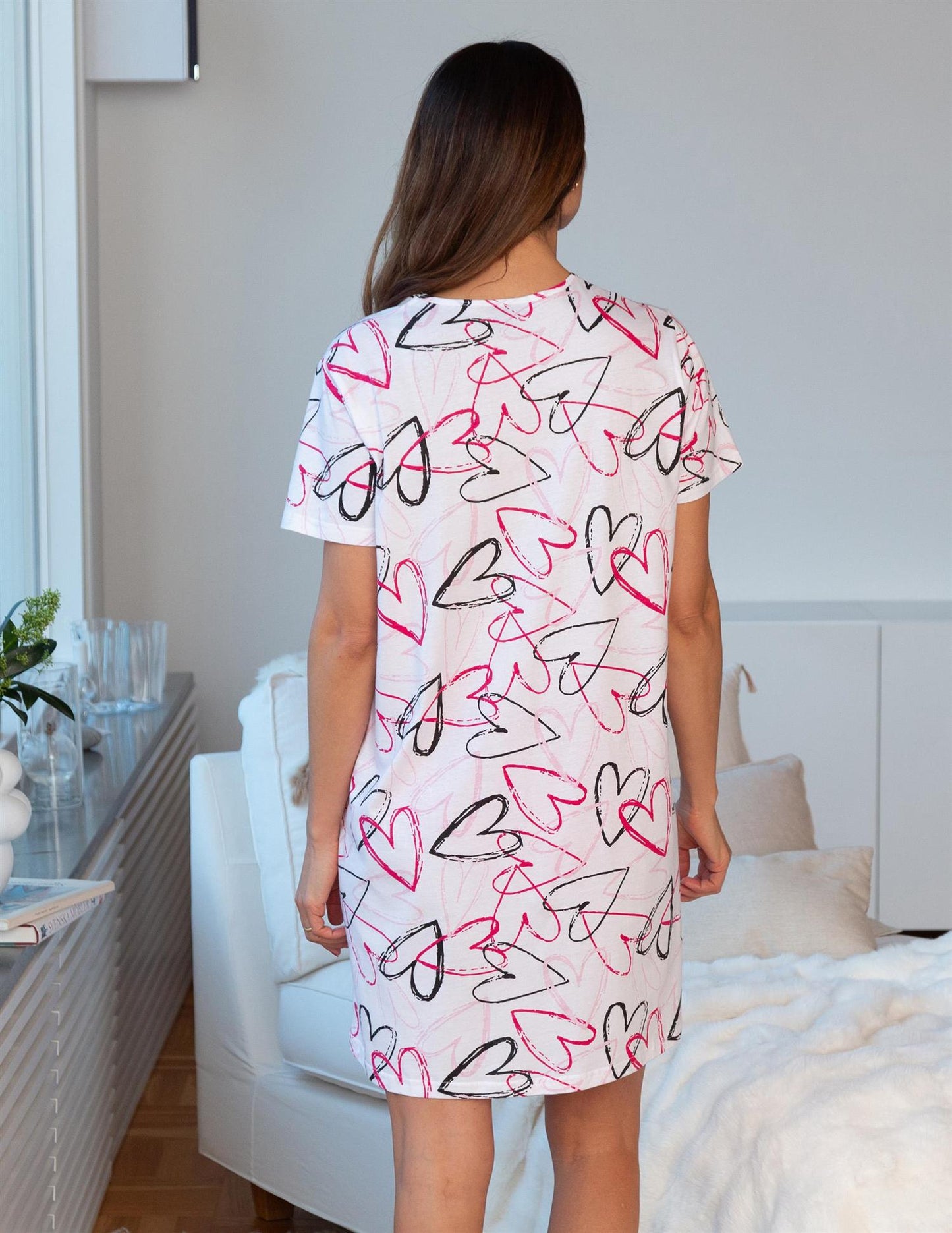 Nattkjole bomull.BIG-T HEARTS Multi