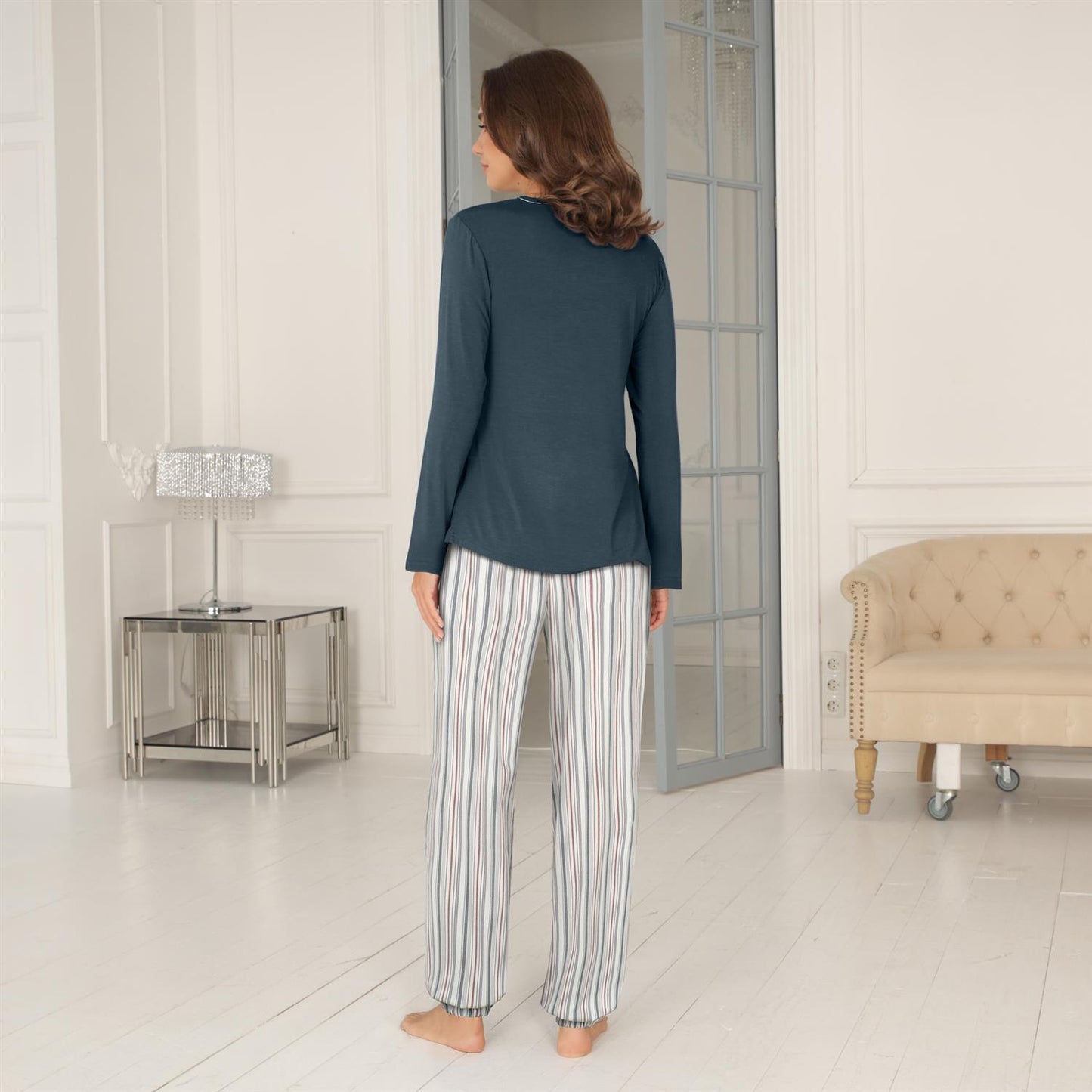 Bambus Flannel Pysjamas Blå