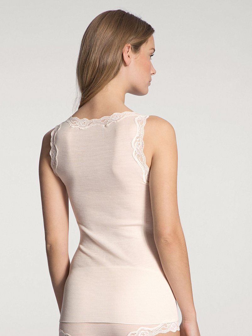 Ull silke Tank top Blonde Light Ivory