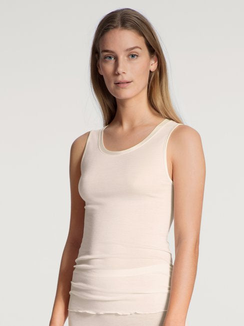 Ull silke tank top Light Ivory