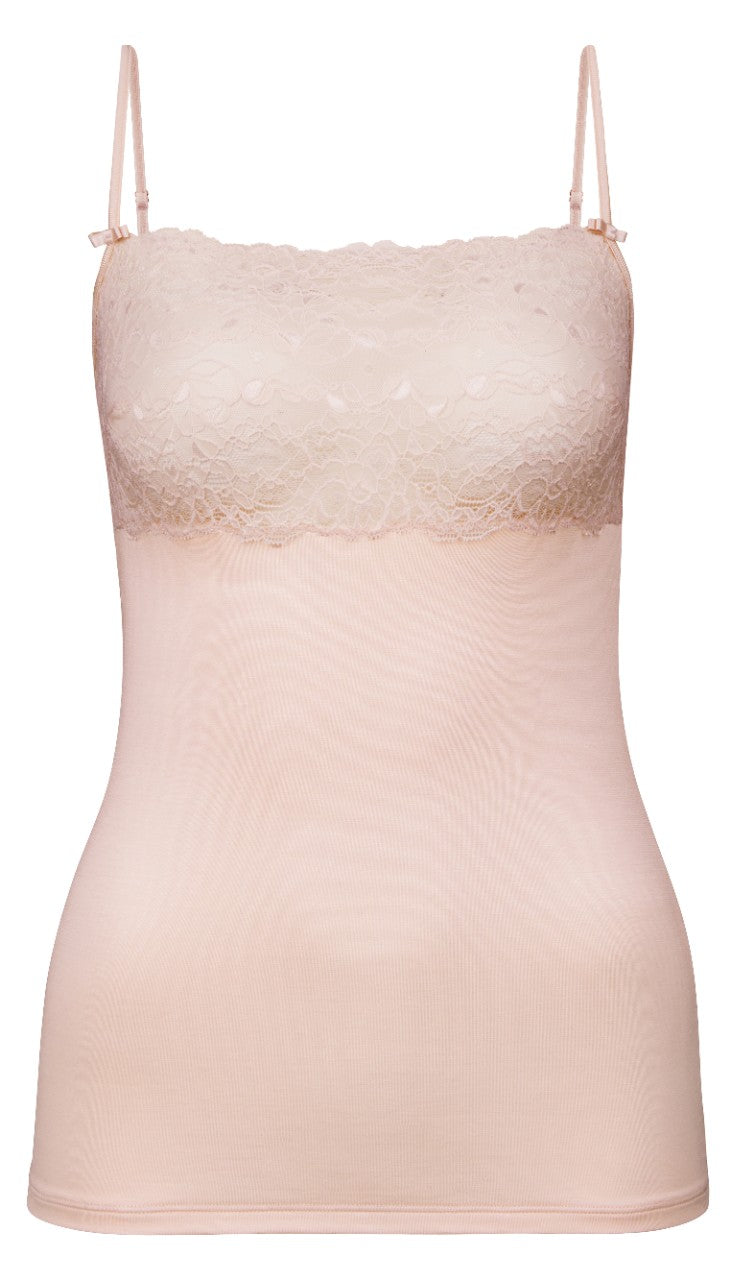 Spaghetti-Top med blonde Lace Parfait Pink