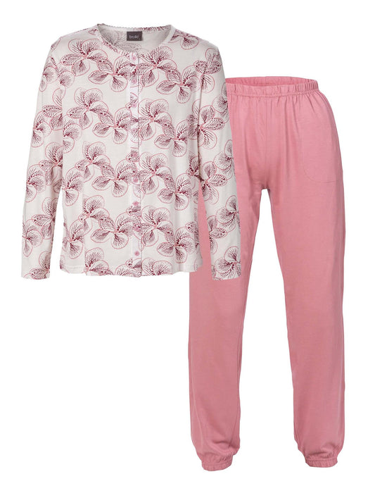 PYJAMAS BOMULL med knepping Rosa
