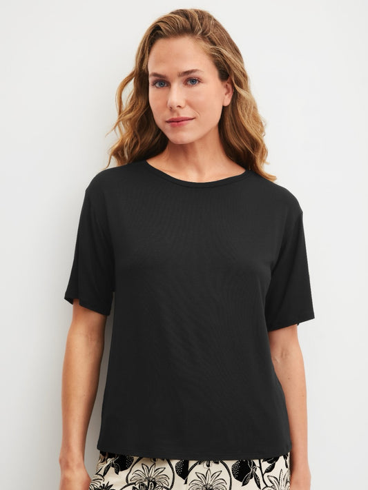 Topp kort erm T shirt Black