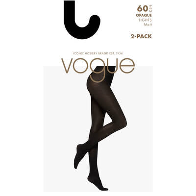 Strømpebukse 2 pack, Opaque 60 Black