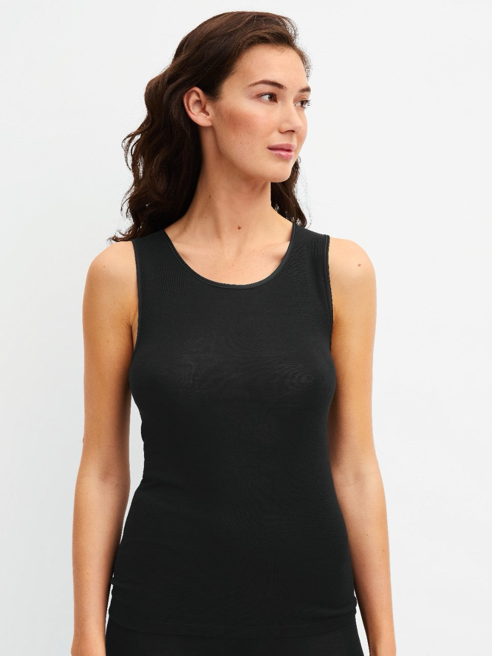 Ull silke top Black