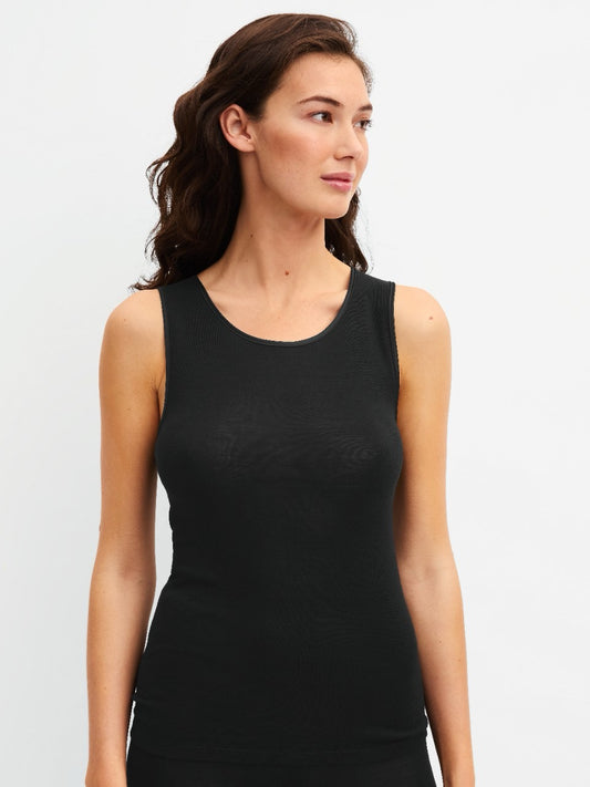 Ull silke top Tank top Black