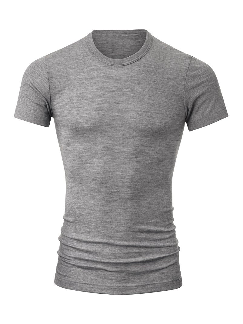 T-shirt Herre ull silke Platin Melé