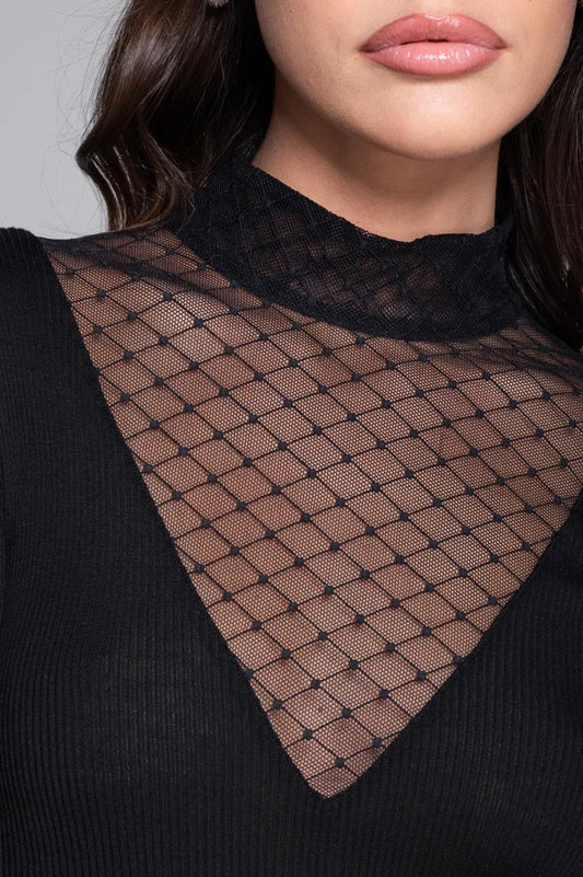 Ull silke top med blonde Black