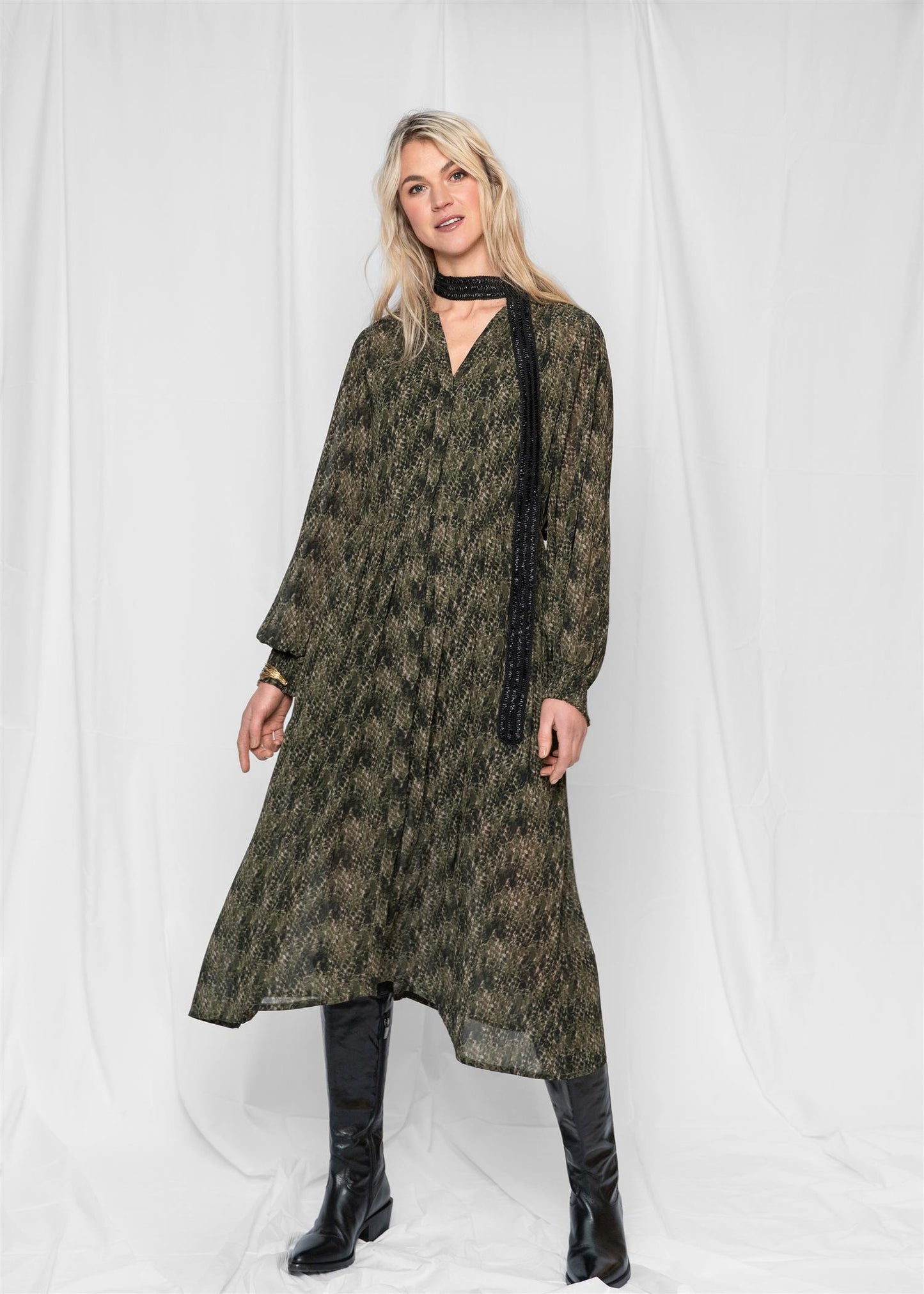 Dhalia midi viscose kjole Green