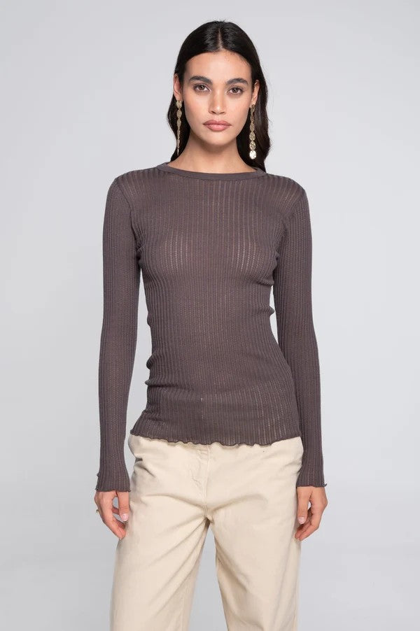 Ull silke top Ny modell Taupe