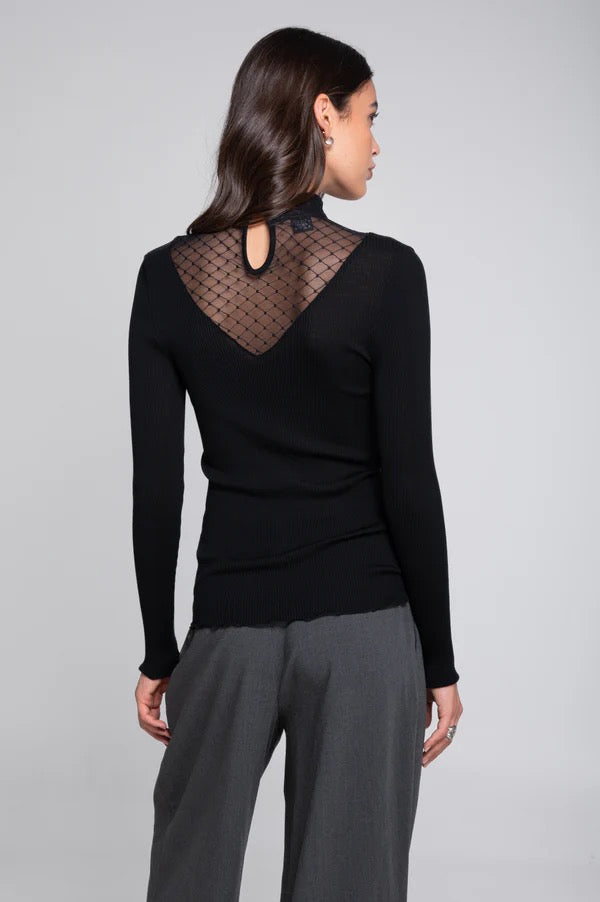 Ull silke top med blonde Black