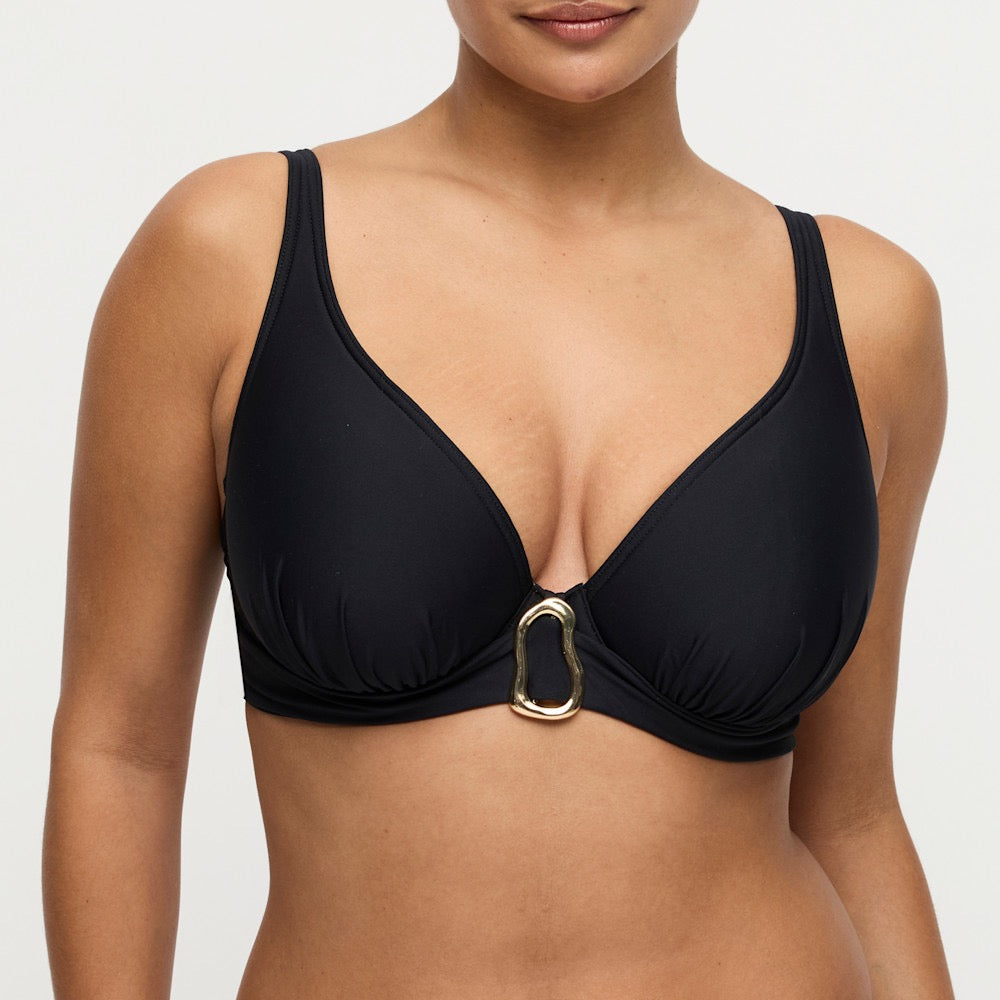 Bikini top Uvita. Plunge bikini Black