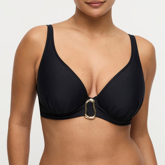Bikini top Uvita. Plunge bikini Black