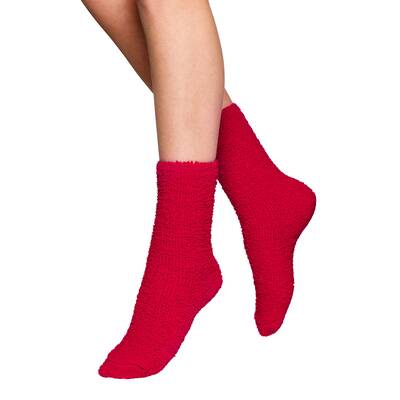 Chenille sock   Sovesokk Rød