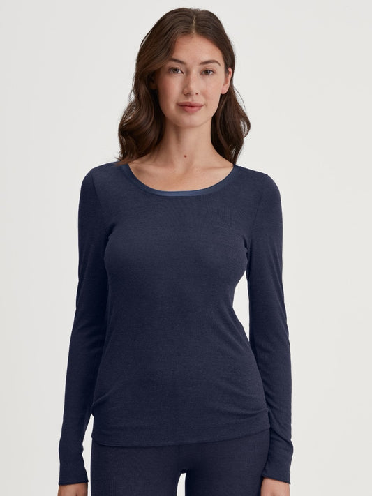 Ull silke topp Evening Blue