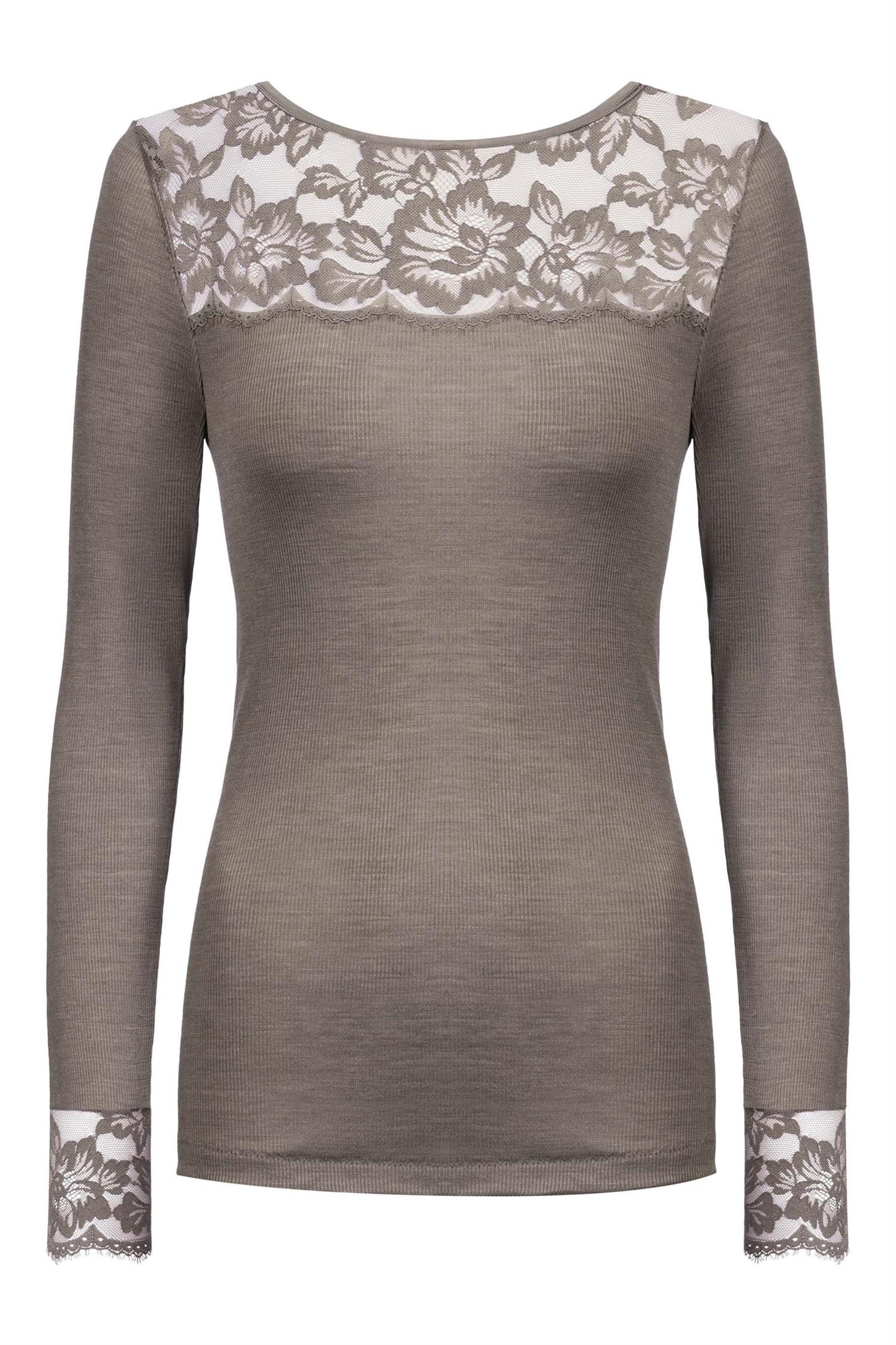 Ull silke top med blonde Deep Taupe