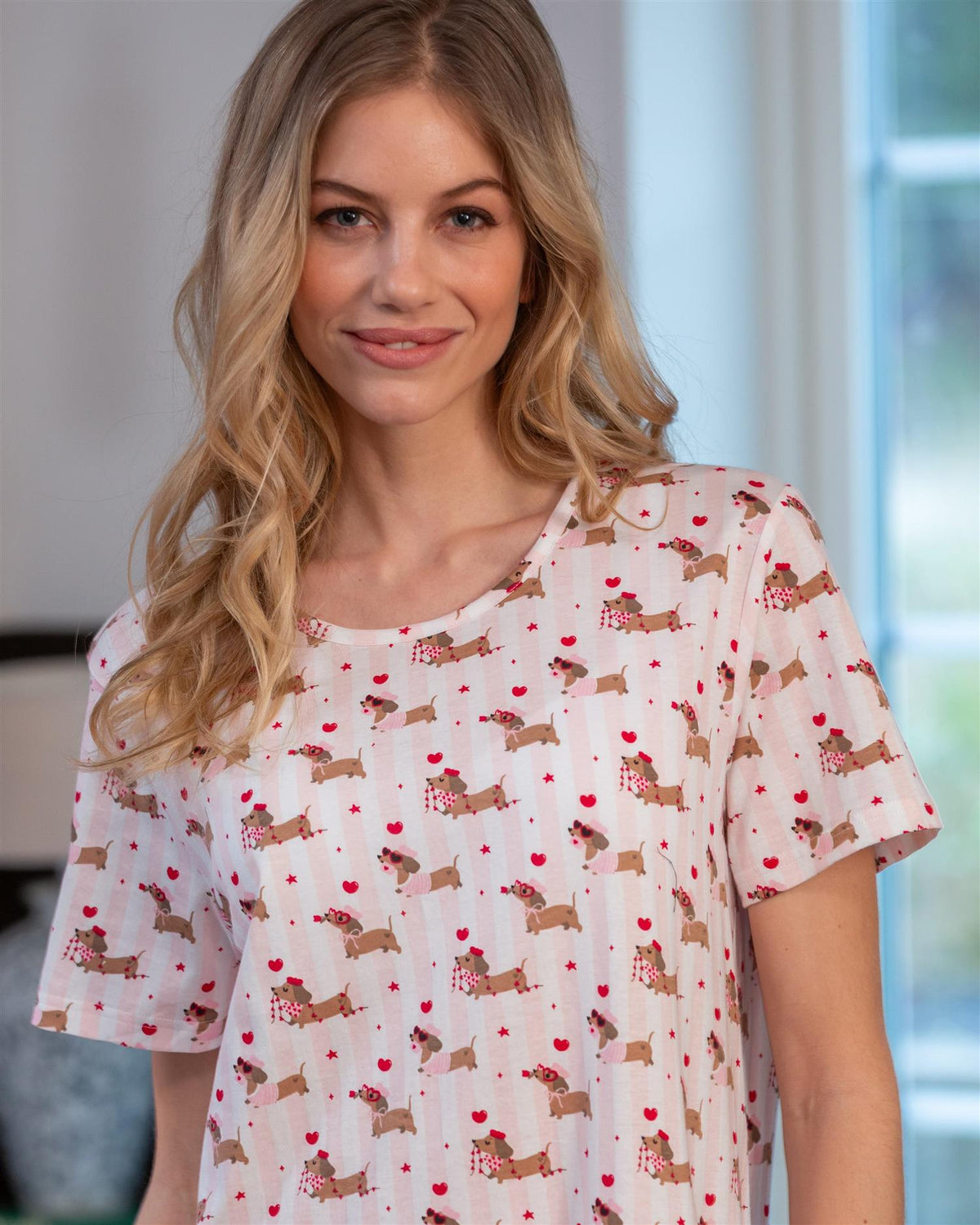 Nattkjole bomull kort modell Print