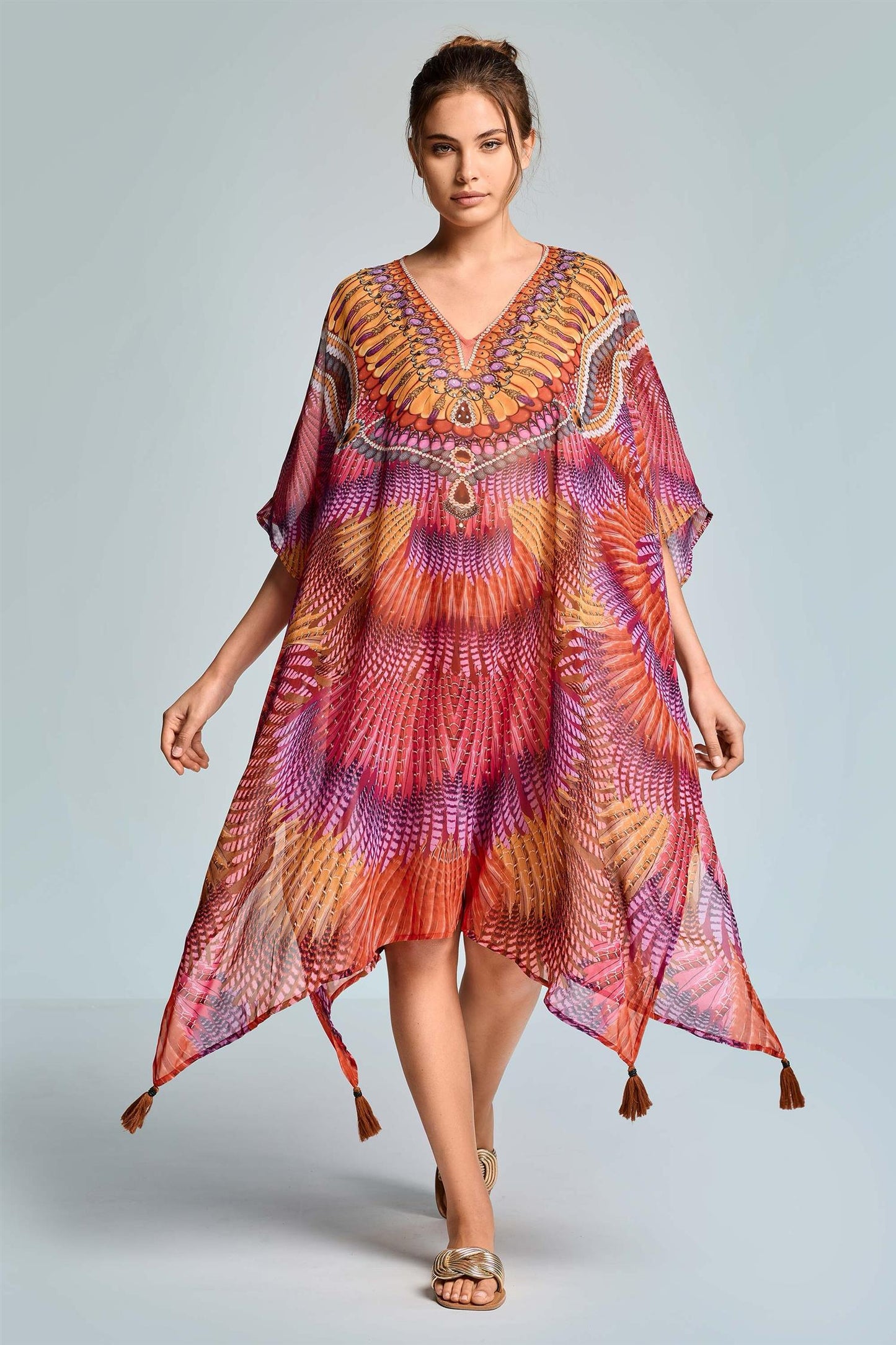 Strandponcho Tunika Rød